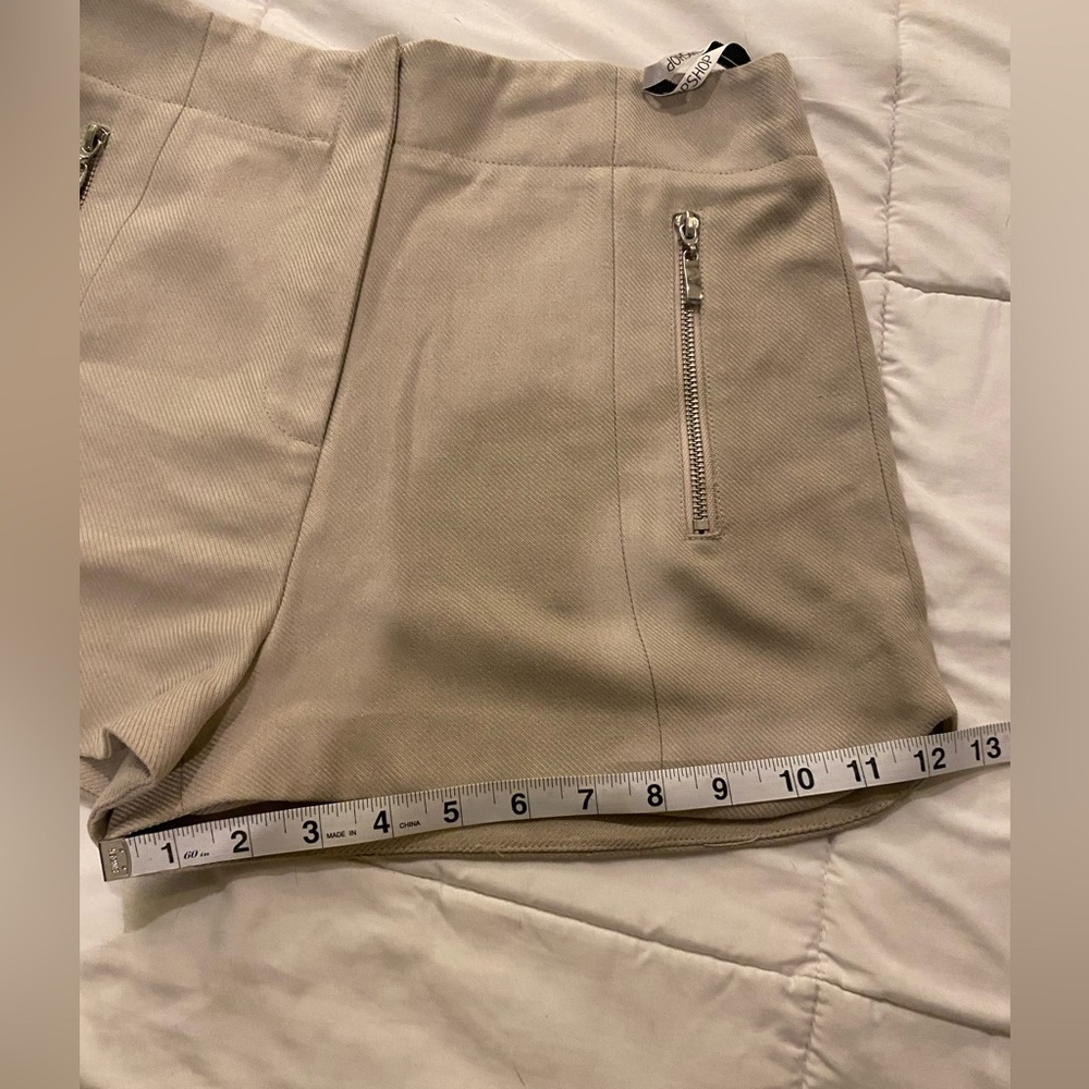 TopShop Cream High Waist Zipper Mini Shorts size 8 - Picture 4 of 9